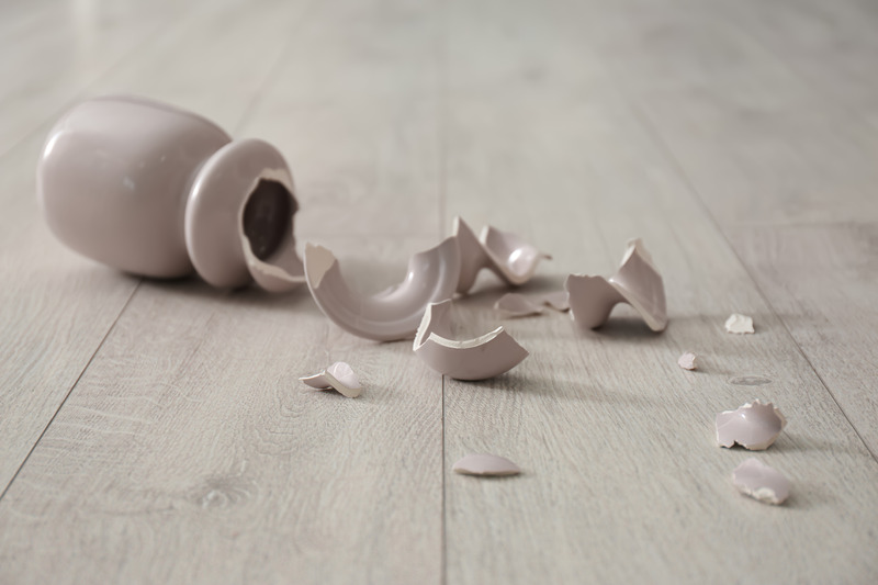 Broken glass on the floor
