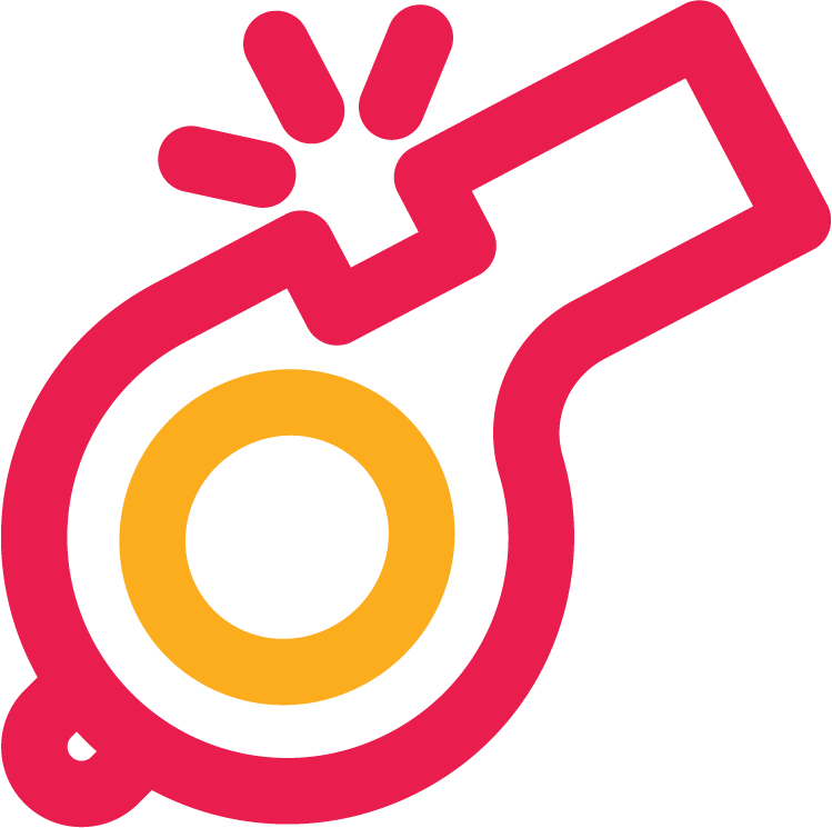 Icon of a red and yellow whistle