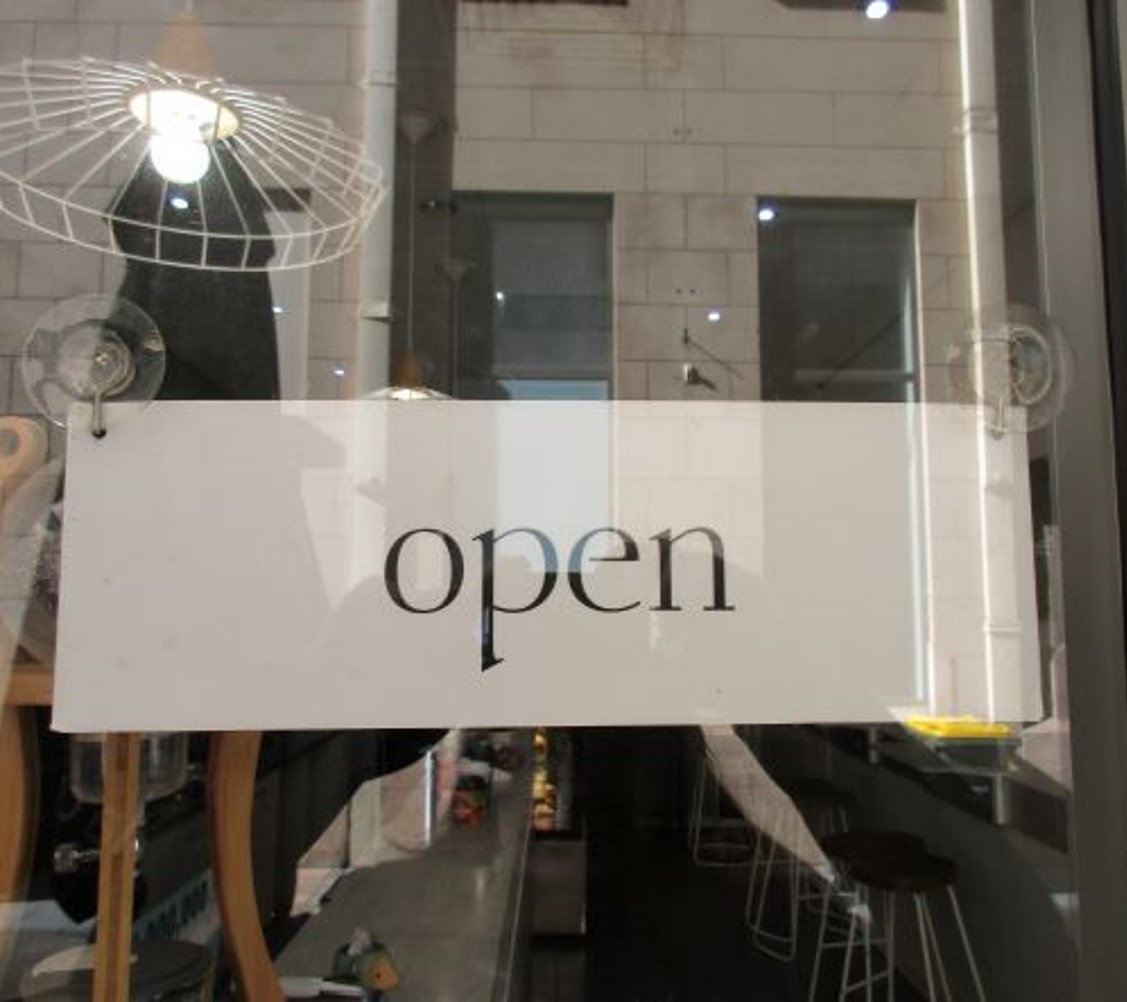 Open sign on shop window